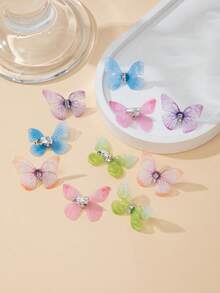 10 piezas de Clips de pelo con moño de malla elegantes y lindos, adecuados para uso diario y vacaciones - Multicolor - Ver 4