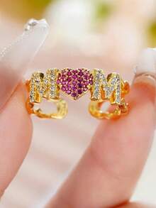 1 PC Elegant Cubic Zirconia Ring For Women For Mother's Day Gift Anniversary Party Jewelry - Yellow Gold - View 2