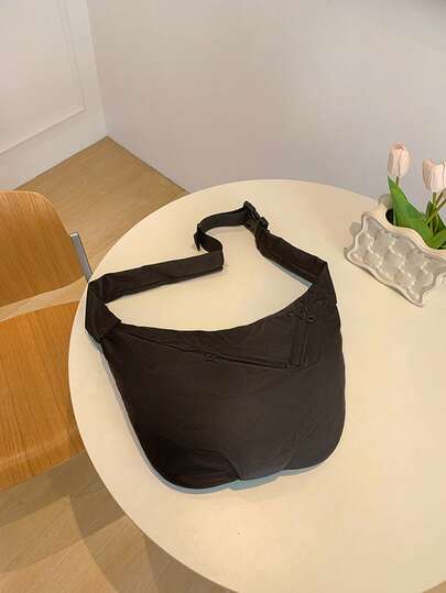1pc Men's Nylon Sling Bag, Large Capacity, Fashionable Solid Color, Travel/Holiday Gift, Outdoor/Cycling/Camping Use, Crossbody Bag, Student Backpack, Back To School Supplies, College Style Shoulder Bag, New Life Essentials, High School Sports Backpack
