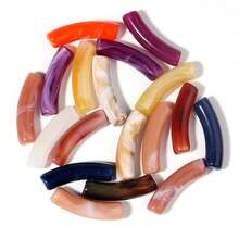30pcs Tie Dye Acrylic Curved Tube Beads Mix, Fashion Jewelry Making DIY Beads, Spacer Beads For Women Necklace Bracelet Craft Decoration Accessories - Bent Tube - View 8