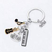 1 móc khóa hình micro, nốt nhạc, guitar, chữ cái đầu tên, móc khóa ngôi sao nhạc rock cá tính, món quà tuyệt vời, quà tặng chủ đề âm nhạc năm 2024. - Nhiều màu mới - Xem 4