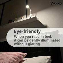 VOLACI 4LED Eye-Care Clip-On Book Light, Rechargeable 3-Color Dimmable Desk Lamp, Stepless Dimming Portable Reading Light, Bedside Reading Lamp (Battery Not Included) - White - View 11