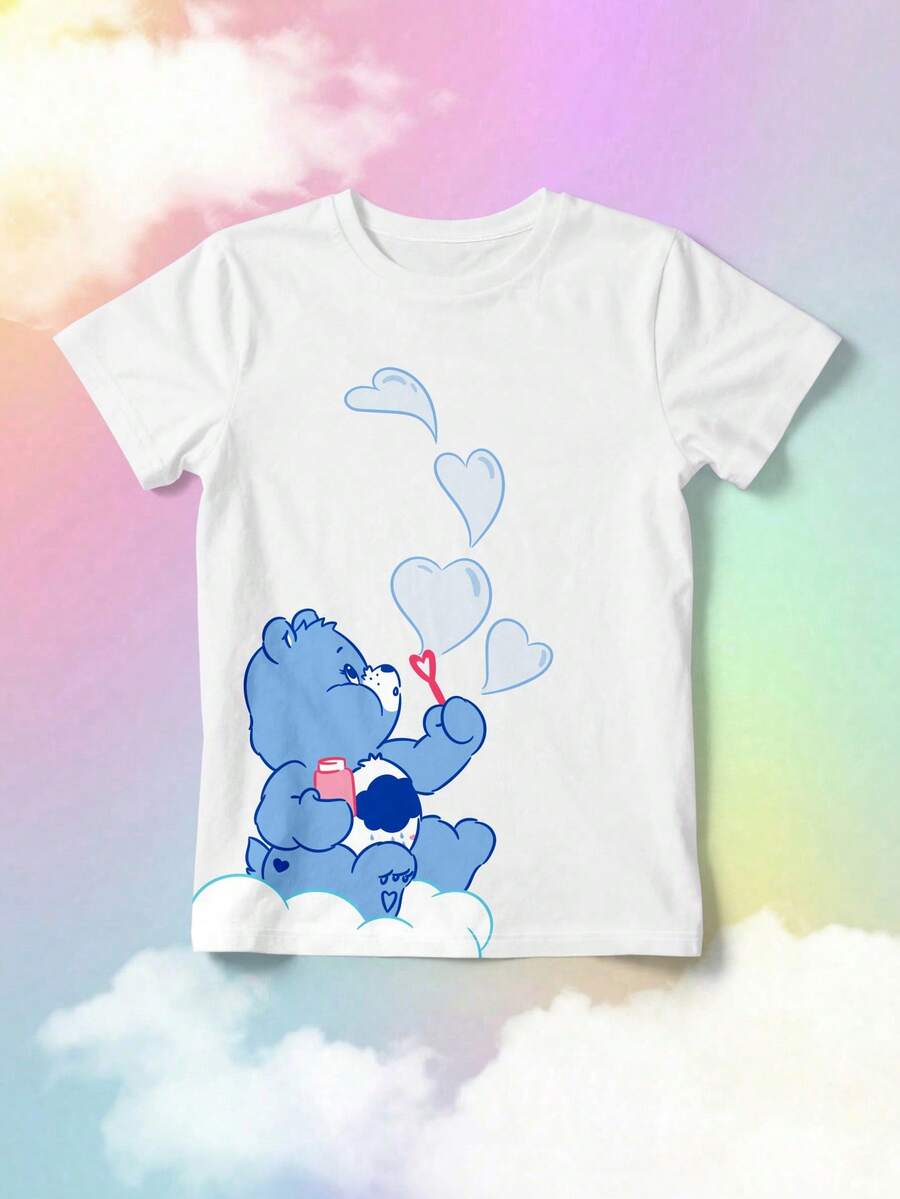 SHEIN | Care Bears Cute Collaboration Casual Top, Versatile For Daily Wear, Workout, And Dates - An Essential Piece - White - View 1