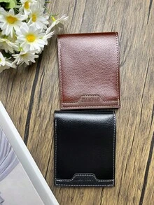 1pc Men's Classic Short Bifold Wallet, Business Minimalist Men's Wallet, Fine Textured Surface, Soft & Skin-Friendly Feel, Wear-Resistant & Anti-Scratch, Non-Deformable, Contrast Stitching Outlining Edges, Right Side Embossed Contrast Logo For Easy Identification, Reasonable Layout With Multiple Card Slots And Large Cash Compartment, Orderly Storage Of Bank Cards, ID, Cash And Documents, Suitable For Daily Commute - Multicolor - View 4