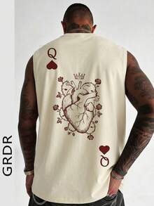 Camiseta de tirantes casual de cuello redondo con estampado de verano para hombre GRDR - Albaricoque - Ver 8