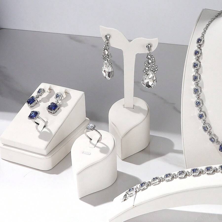 Velvet Jewelry Display Stand Set, Earring Ring Necklace Bracelet Display Stand, Suitable For Jewelry Store Photography And Window Display