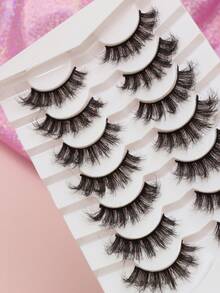 7 Pairs Fake Mink Eyelashes Handmade Eyelashes Natural Noodle Simulated Cross Mask Eye 3D Curl Eyelashes ﻿ - Black - View 3