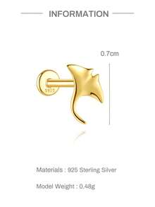 1 chiếc khuyên tai sụn hình động vật dễ thương bằng bạc sterling 925, kiểu dáng phẳng, quà tặng trang sức cho phụ nữ. - Vàng - Xem 18