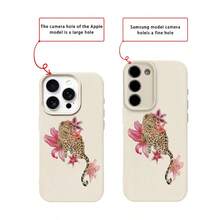 1 chiếc ốp lưng điện thoại bằng chất liệu TPU, họa tiết hoa ly hồng và da báo, phù hợp với 17 Pro Max/17/16 Pro Max/15/13/12/11, S20 FE/A15/S24/A55, Note 11/Note 12/Note 13 Pro, bảo vệ điện thoại toàn diện, chống rơi vỡ, mềm mại. - trắng - Xem 7
