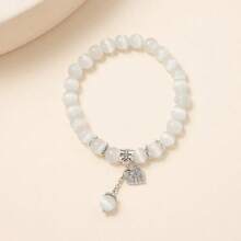 Kirykle Natural Crystal Bracelet For Women White Opal Stone Pearl Fashion Lucky Four-Leaf Clover Women's Jewelry Bangles Gift - KRB6541-4 - 查看 2