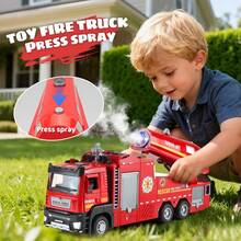UINLE Baby Children's Simulation Rescue Toy Car, Alloy Spray Fire Truck - Equipped With Sound, Light, And Music, Alloy Flatbed Trailer, Animal Transport Truck, Simulates Real Rescue Scenarios, Enhances Children's Hands-On Skills And Cognitive Thinking, Parent-Child Interaction, The Best Choice For Holiday Gifts - Multicolor - View 2