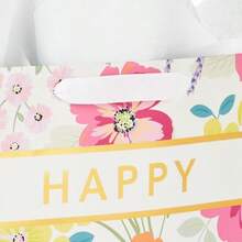 Hallmark - Bolsa de regalo para el día de la madre 33 cm papel de seda diseño de rayas florales pastel con detalles dorados para mamá abuela Nana Nueva madre-108 - raya floral - Ver 3