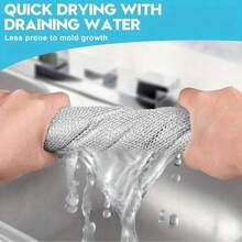 20/30pcs Steel Wire Cleaning Cloth, Dual-Sided Silver Wire Mesh Dishwashing Cloth, Non-Stick Oil, Easy To Clean, Strong Degreasing And Rust Removal, Durable, Non-Shedding Cleaning Cloth, Suitable For Stove, Sink, Tableware, Multi-Functional Cleaning Wipes, Disposable Replacement For Steel Wool Pads - Silver - View 7