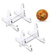 Paquete de 2 soportes de exhibición de acrílico transparente soportes de exhibición de placa de 2.36 pulgadas para marcos de fotos platos tarjetas de juego libros coleccionables y - Transparente - Ver 1