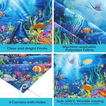 Under The Sea Backdrop Decorations - 7x5 Ft Underwater Little Mermaid Ocean Backdrop For Girl Boy Birthday Baby Shower Decorations Photo Booth Banner Background With Coral Tropical Fish Jellyfish - 水下 - 查看 5