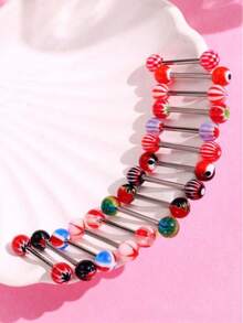 6 chiếc khuyên rốn nam phát sáng trong bóng tối, khuyên rốn acrylic, trang sức xỏ khuyên cơ thể - Nhiều màu - Xem 3