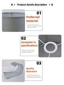 Cúpula de Lâmpada Redonda Removível de Tecido, Adequada para Luminária de Parede, Luminária Pendente, Luminária de Chão, Hotel, Casa, Quarto, Sala de Estar, Criado-Mudo, Escritório, Decoração de Iluminação - abajur - Visão 7