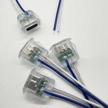 5/10个装 Type-C 2P USB 母头转公头适配器（带紫色指示灯），透明扁平头设计，白色和蓝色镀锡铜线增强连接性，通用型，适合 DIY 爱好者 - 紫羅蘭色 - 查看 2