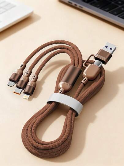 Durcord Cable de carga rápida 3 en 2 de 100W (MÁX), cable de datos USB A/Tipo C a Lightning, cable de carga trenzado de nailon, compatibilidad universal con teléfonos móviles/Android/Tipo-C y dispositivos Micro USB, cargador portátil para teléfono móvil, cable de carga, cargador de teléfono móvil, cargador universal, cargador portátil para teléfono móvil. Compatible con teléfonos móviles 16/15/14/13/12/11/ S24/S23/S22/S21, compatible con Huawei, adaptador de carga eficiente universal