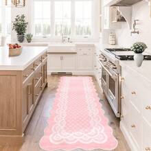 Washable Rugs, Rug Modern Geometric Living Room Rug, Stain-Resistant Scalloped Throw Rugs, Soft Faux Wool Carpet For Bedroom Entryway Office Dorm - Pink(120*170cm) - View 4