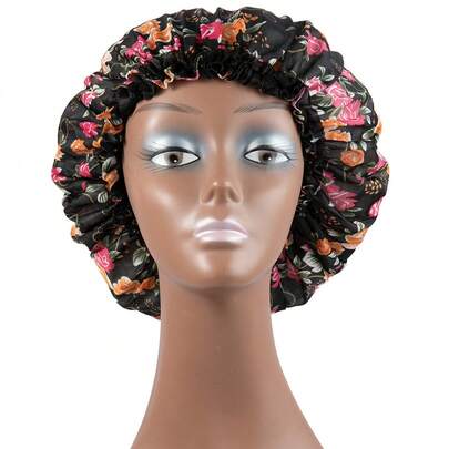 ZTZI Ditsy Floral Satin Hair Bonnet, Soft Elastic Sleep Cap For Women, Hair Protection Wrap