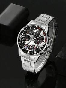 3pcs Sporty Men's Watch Set, 3 Colorblock Designs From Vibrant To Understated Black, Combining Personalized And Steadiness, Suitable For Multiple Occasions - Multicolor - View 4
