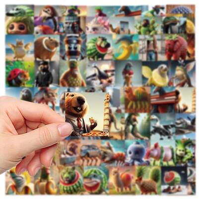 Hasbro 62 miếng dán hình sinh vật thần thoại nước ngoài, dễ thương để tự làm trang trí ốp điện thoại, vali, laptop, sổ lưu niệm.