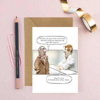 Birthday Card For Men - "Model Family" Series: At The Fish & Chips Shop (For Male Friends), Humorous And Witty Birthday Card For Men