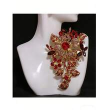 1pc Oversized Fashionable Rhineston Brooches For Ladies,Suitable Shirt Collar Clothing Accessory, Party And Wedding Gift Valentines,Mom,Mother,Mother's Day,Gift - 彩色 - 查看 2
