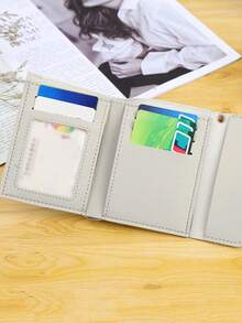 Cute Tassel Pendant Decor Wallet Faux Leather Multi-Functional Wallet Women Short Wallet Coin Purse Flap Card Case Envelope Bag For Women Wallet - màu đen - Xem 6