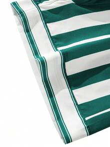 Pantalones cortos de playa casuales con cordón y rayas para hombres - Verde - Ver 9