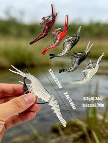 GOTURE 5pcs Shrimp Shaped Fishing Lures, With Lead Head And Glow Effect, Suitable For Freshwater And Saltwater Fishing, Can Catch Largemouth Bass And Trout, Size 6.5cm/9.5cm (Assorted Colors) - Multicolor - View 2