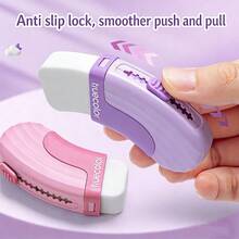1pc Purple Angle Push-Pull Eraser + 3pcs Eraser Refills, Clean Smudge-Free Eraser For Neat Lines - Multicolor - View 6