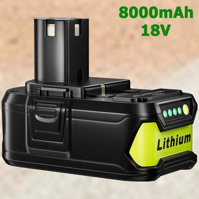 18V 8000mAh Battery Replacement For Ryobi RBL1810 BPL-1815 BPL-1820G BPL1820 P102 P103 P104 P105 P106 P107 P108 ABP1801 BPP-1813 BPP-1815 BPP-1817 Cordless Power Tool With Indicator Light