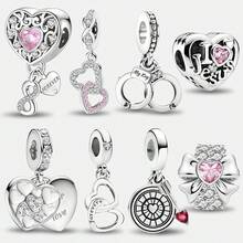 1 Mặt dây chuyền hạt hình trái tim vô cực bằng bạc Sterling thời trang, thích hợp để làm vòng tay, trang sức DIY cho nữ. - Bộ 1 - Xem 1