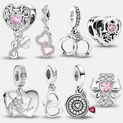 1 PC Fashionable Sterling Silver Infinite Love Clasp Beads Pendant Charm Pendant Ball Suitable For Bracelets DIY Women's Jewelry