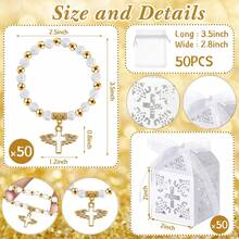 60 piezas Pulseras elásticas con cuentas en forma de cruz, vienen con bolsa de organza, adecuadas para primera comunión, Eid, , cumpleaños, regalos para reuniones diarias, despedida de soltera, recuerdos - Multicolor-12 juegos - Ver 6