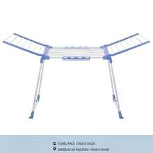 1 pieza Tendedero plegable con forma de ala, tendedero de ropa de pie para uso interior y exterior en el hogar, tendedero de gran tamaño. Ligero/Duradero, suministro de almacenamiento y organización de lavandería, adecuado para secado en el balcón, colgado de toallas en baños - Azul - Ver 7