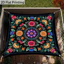 1 Piece Mandala Canopy Sunshade Tent, Suitable For Beach Camping, Lightweight And Portable Outdoor Floral Sunshade, Suitable For Garden Picnics, Backyard Parties (Excluding Stand), 2D Flat Model (Excluding Ropes) - 1PC - 查看 7