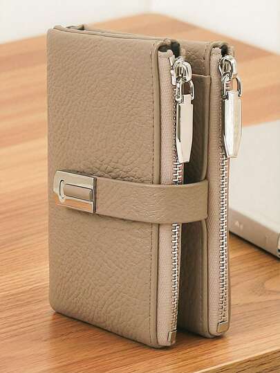 MINGYOU Women's Short Snap Wallet, PU Soft Multi-Function Fashion Casual Card Holder, Zipper Minimalist Student Coin Purse, Compact And Stylish For Easy Carrying