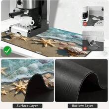 1pc Absorbent Dish Drying Mat, Coffee Machine Pad, Ocean Seashell & Starfish Pattern, Suitable For Dining Table And Cafe, Multi-Purpose Drainage Mat, Household Gift, Desktop Decor - XYLSD-92 - View 10