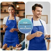 Utopia Kitchen 4 Pack Bib Apron Adjustable With 2 Pockets, Water And Oil Resistant, Cooking Kitchen Chef Apron For Women Men - Bộ 4 chai màu xanh dương - Xem 6