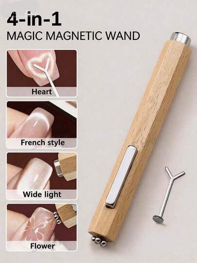 1pc/2pcs 4-In-1 Strong Cat Eye Gel Nail Magnet, Multi-Functional UV Gel Nail Polish Flower Nail Art Tool Magnetic Stick, Suitable For Home Manicure Salon DIY, Nail Art Supplies, Nail Tools, Nail Art Tools, Back To School Season, Nail Care, Nail Tools, Nail Sticker Tools, Nail Pedicure Tools