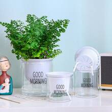 1 Set Self-Watering Planter With Cotton Rope - Transparent Double-Layer Resin Flower Pot With Built-In Water Reservoir, Easy-Care Auto-Watering Design, Suitable For Indoor/Outdoor Plants, Home Garden Decor, Succulents And Herbs - White - View 11