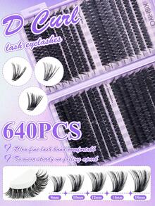 Bộ dụng cụ nối mi tự làm 640 món, bộ nối mi mỏng, mi cong chữ D, bộ nối mi mềm mại, keo dán mi và nhíp, tự làm tại nhà (4 kiểu - 8-16mm) - Nhiều màu - Xem 11