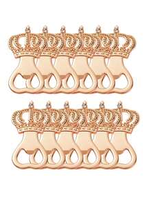 1 pieza/6 piezas Abridor de botellas con corona dorada, adecuado para baby shower, boda y fiesta de cumpleaños, proporciona un regalo elegante y práctico para los invitados, suministros para bodas y cumpleaños, decoraciones para el hogar y fiestas - Dorado - Ver 12
