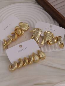 Bộ 4/6/16 khuyên tai vòng vàng dành cho nữ, thích hợp để đeo hàng ngày và trong các dịp lễ. - Vàng - Xem 6