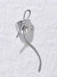 1个优雅链条发夹，女士马尾辫配饰，休闲蝴蝶结情人节发夹，发爪夹，发卡，学习用品，发饰，头部配饰，女士发饰，发夹 - 銀色 - 查看 7