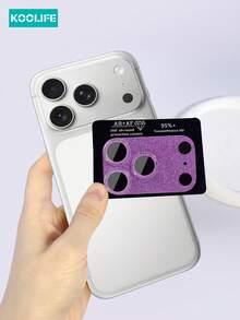 Koolife 1pc Glitter Lens Protector, Full Coverage High Definition Transparent Protection, Bubble-Free Application, Waterproof, Anti-Drop, Anti-Scratch, For IPhone 18 Pro/18 Pro Max/17/17 Pro/17 Pro Max - Purple - View 3