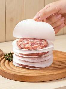 100 piezas/paquete Papel separador de hamburguesas de 13 cm/15 cm/11,5 cm, papel de congelador recubierto de silicona antiadherente por ambos lados - Ver 1